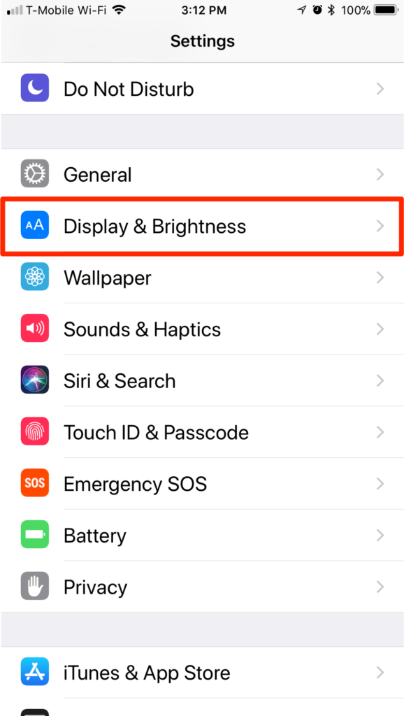 iOS Display & Brightness