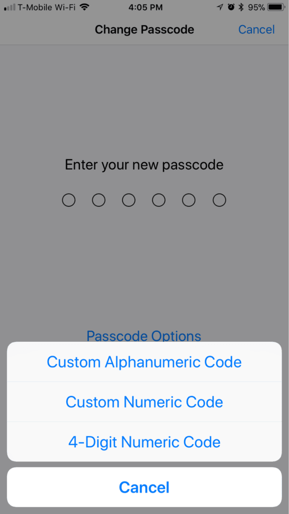 iPhone iOS 11 New Passcode Setting