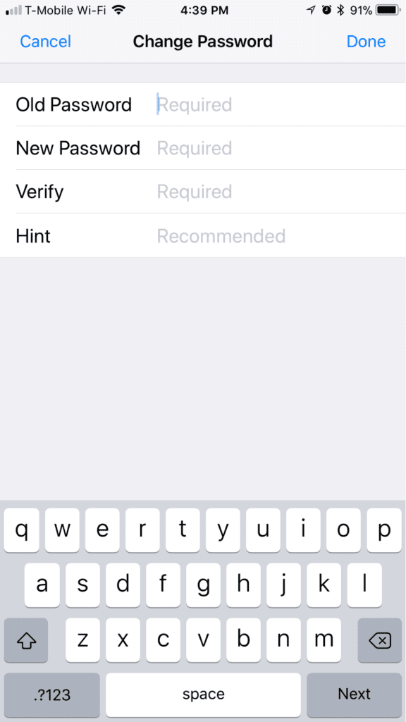iPhone iOS Notes Password Reset