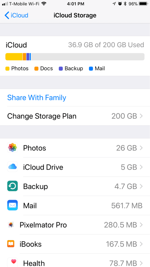iPhone iOS 11 iCloud Storage